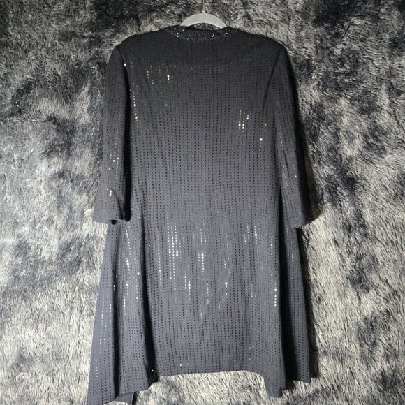 St John Evening Knit Cardigan Black Open Front Embellished Womens S - Picture 6 of 11